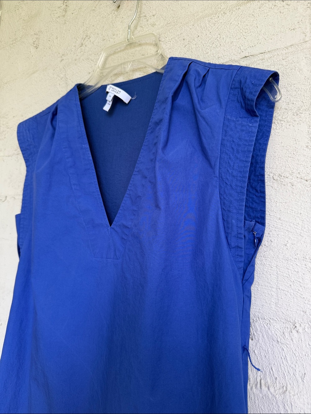 Derek Lam 10 Crosby Cobalt Blue Cotton Poplin Eyelet Hem Sleeveless Dress Sz 00 - Picture 6 of 14